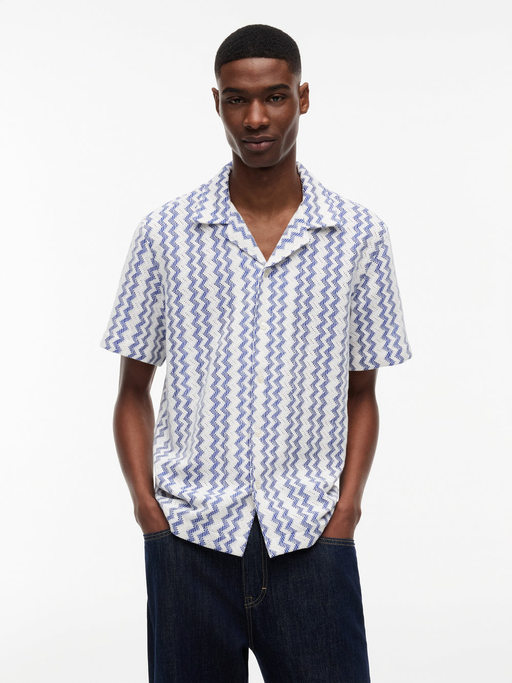 Regular Fit Stripe Crochet Shirt