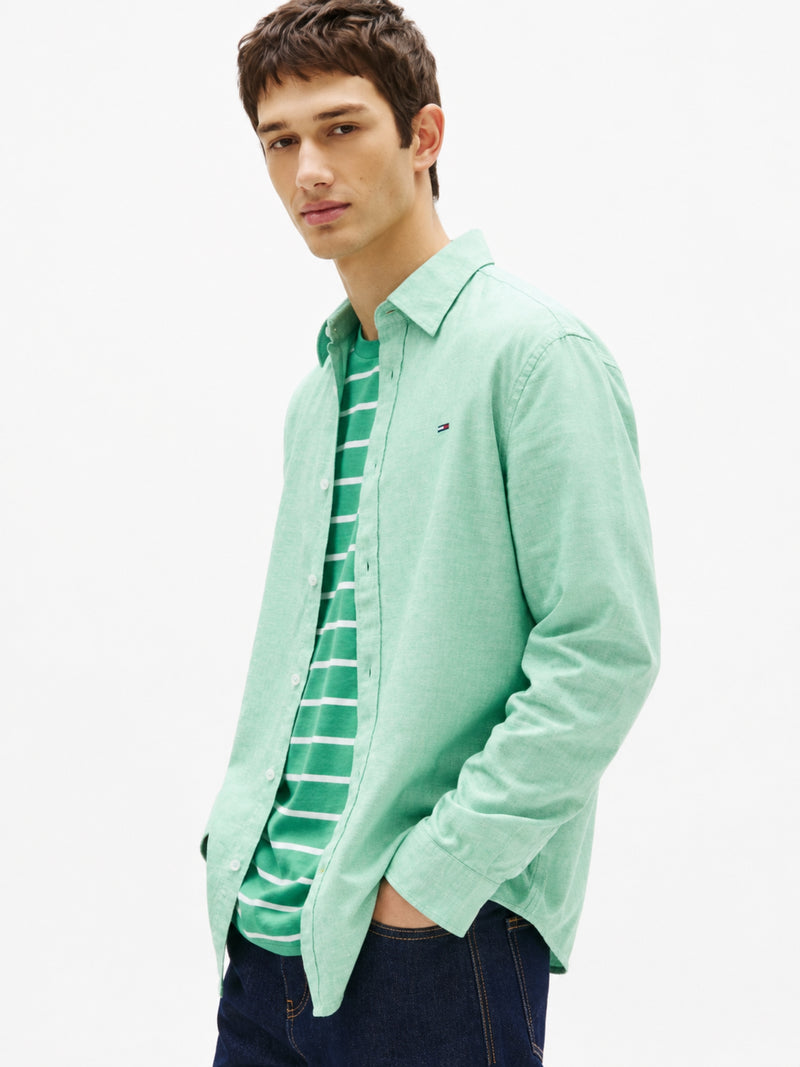Regular Fit Solid Linen Blend Shirt