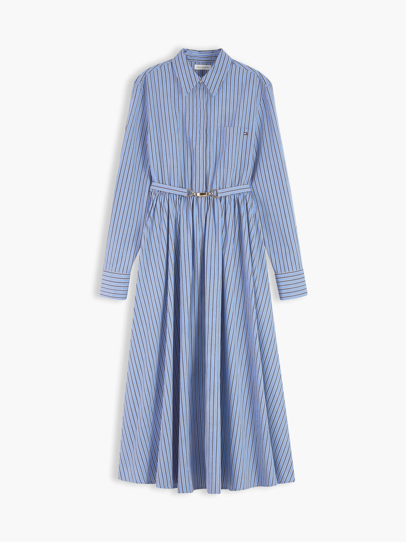Full Sleeve Stripe Cotton Shirt Dress