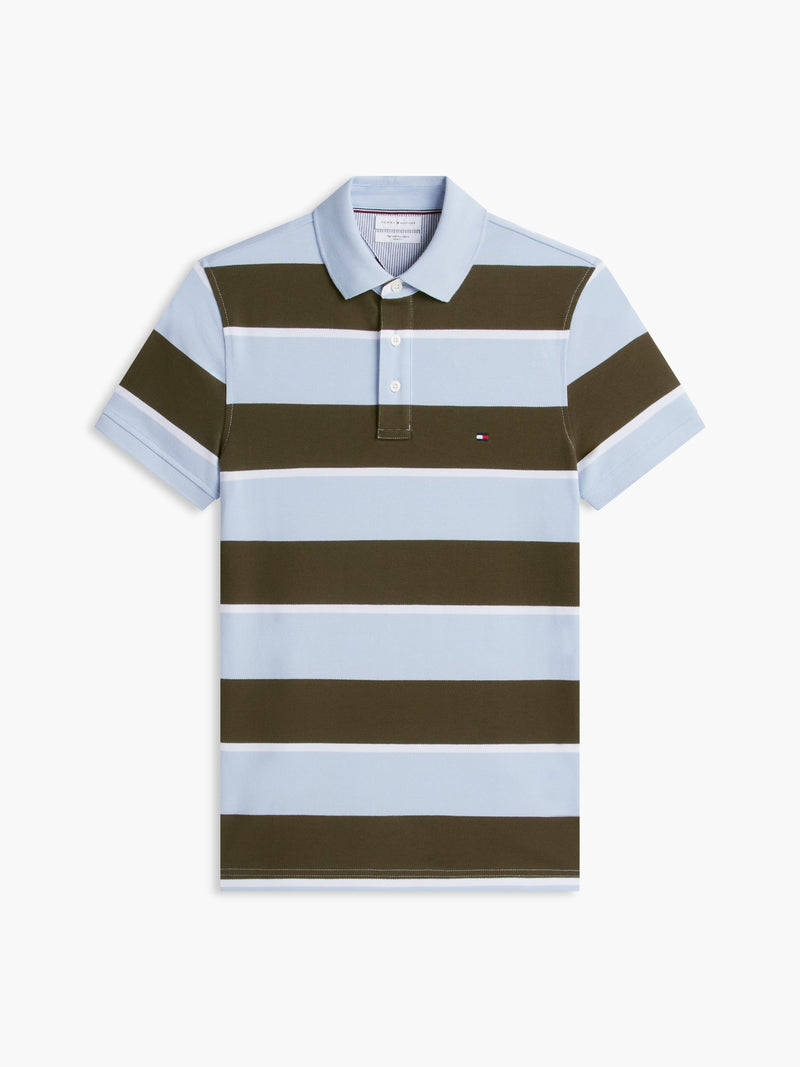 Slim Fit Striped Pique Polo