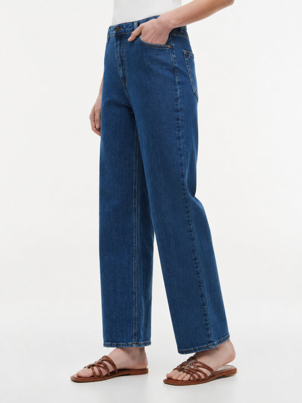 High Rise Dark Wash Stretch Wide Jeans