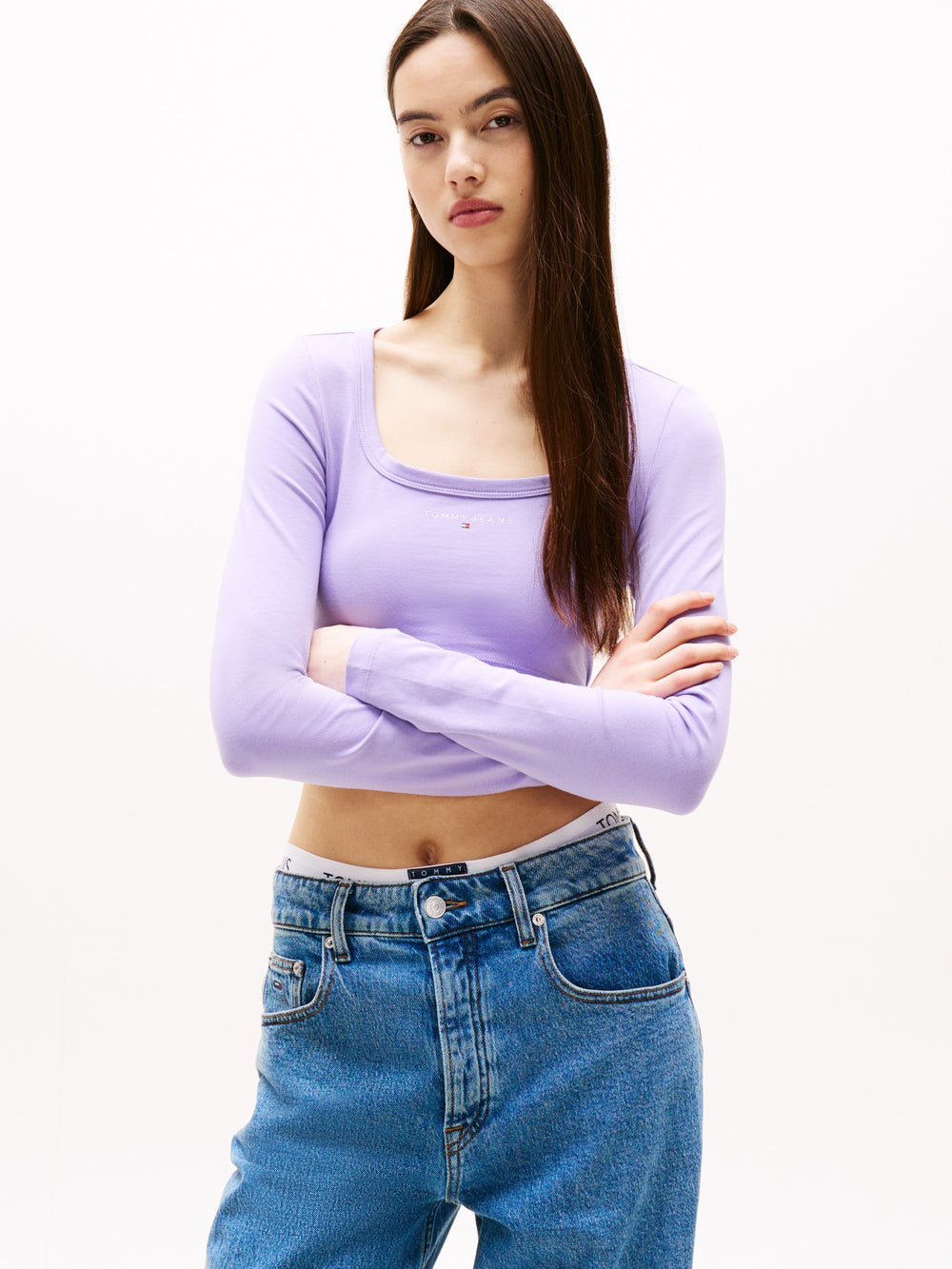 Solid Cropped Fit Full Sleeve Cotton Jersey T-Shirt