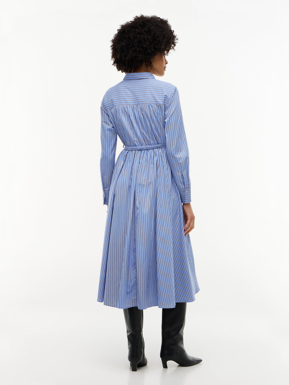 Full Sleeve Stripe Cotton Shirt Dress
