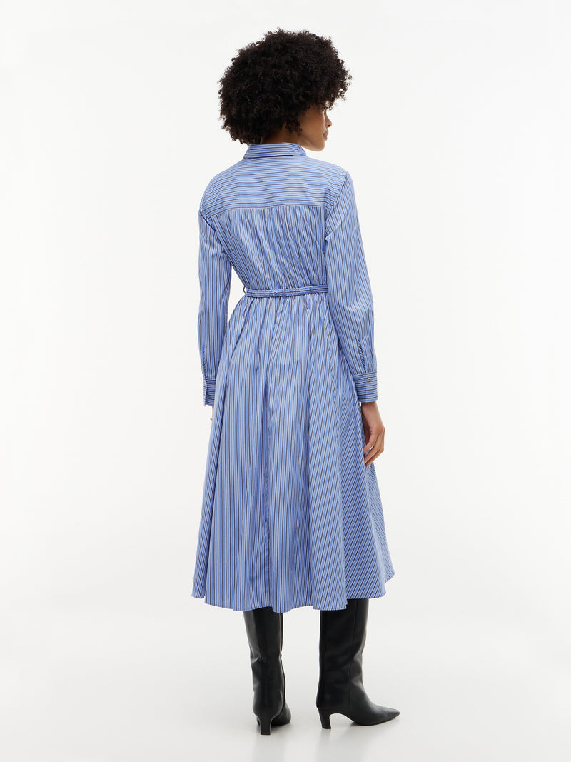 Full Sleeve Stripe Cotton Shirt Dress