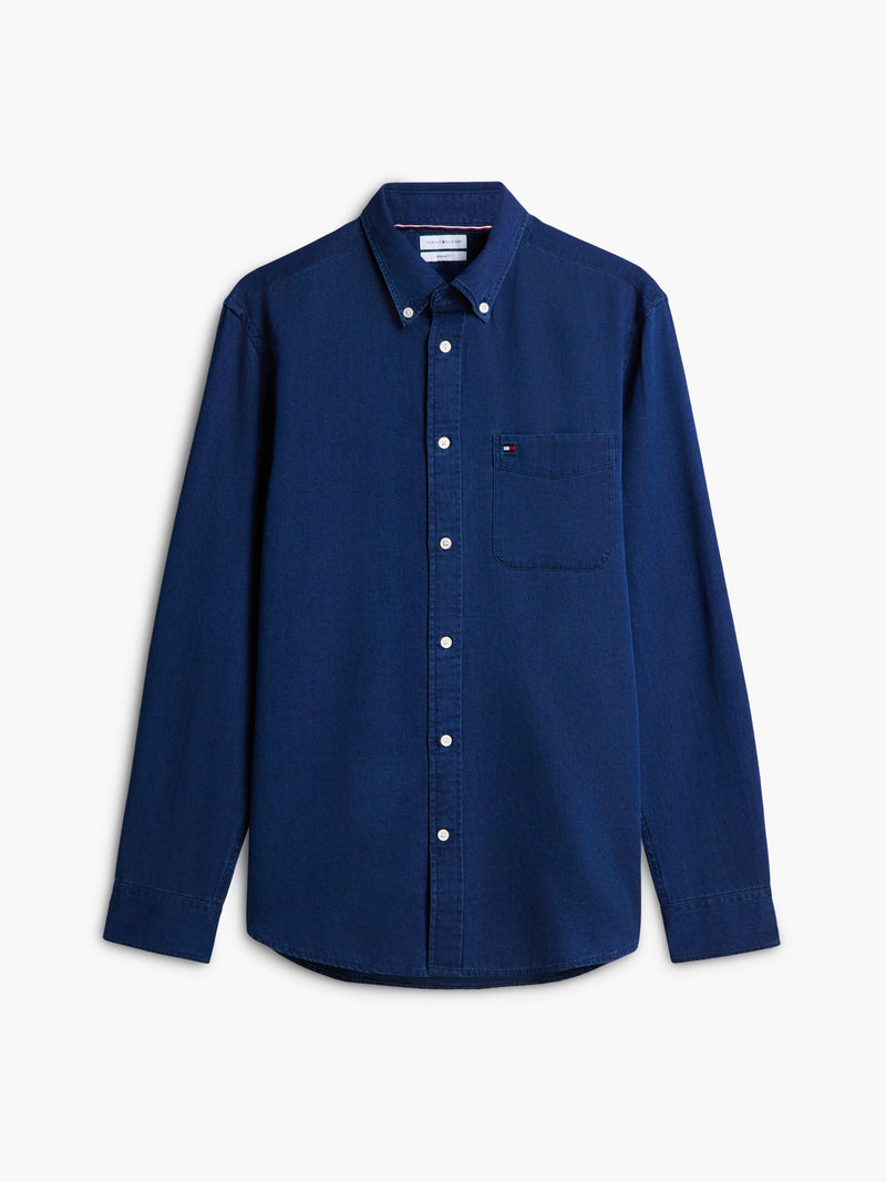 Regular Fit Solid Chambray Shirt