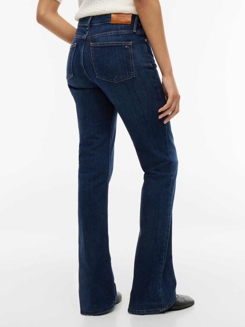 Women Mid Rise Dark Wash Stretch Bootcut Jeans