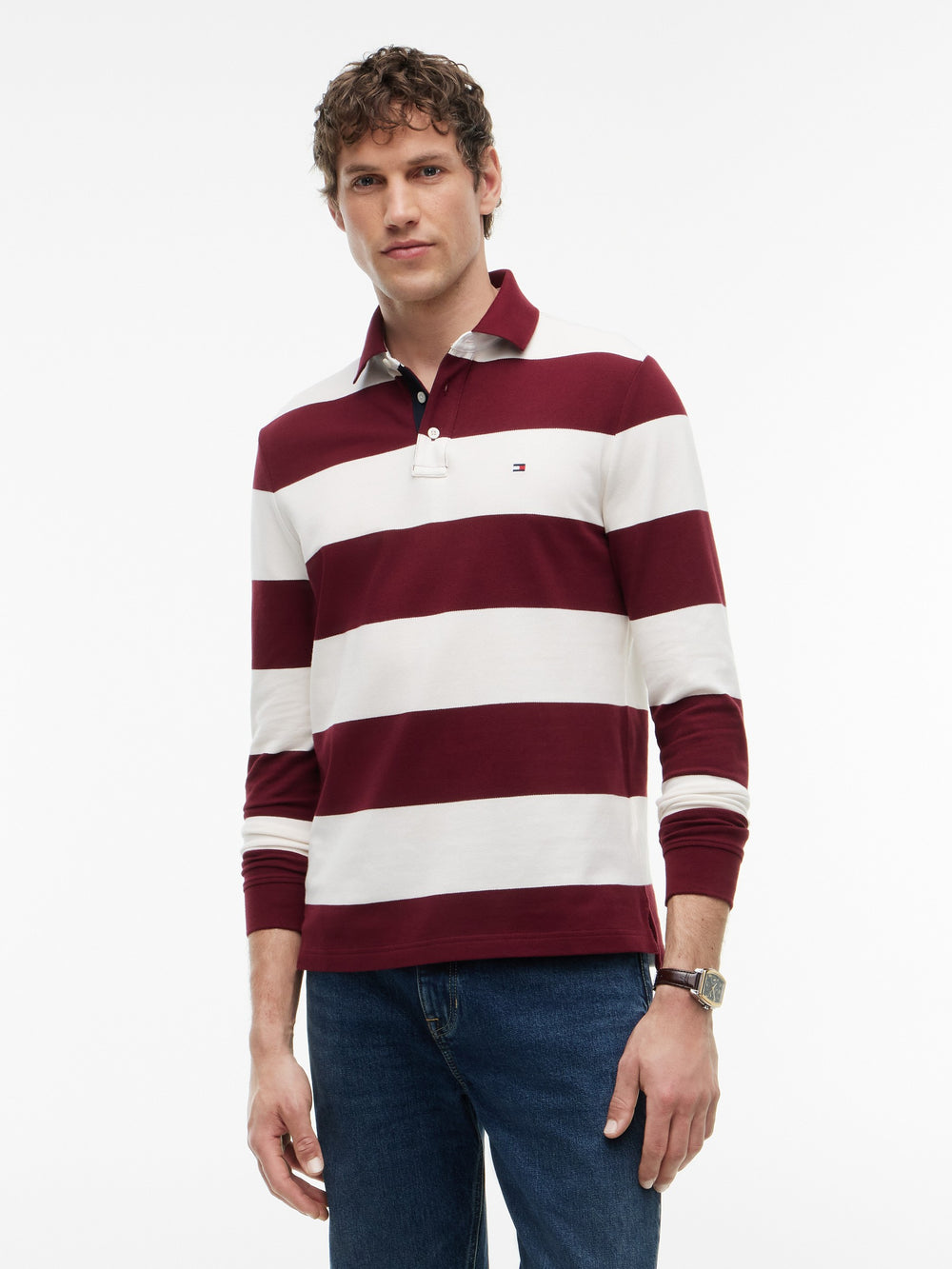 Regular Fit Striped Pique Polo