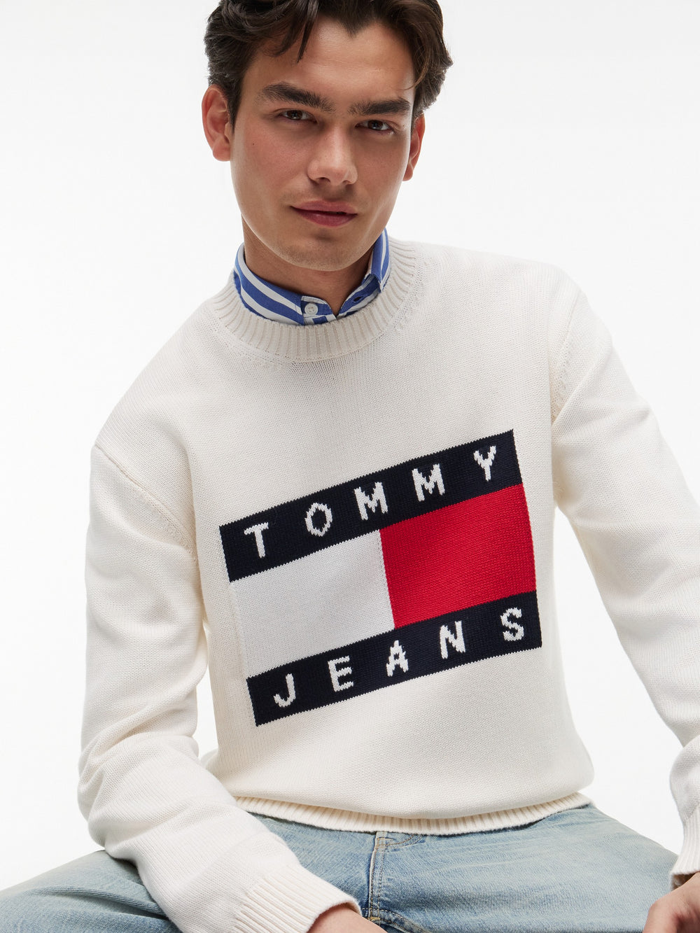 Regular Fit Jaquard Loose Knit Pullover