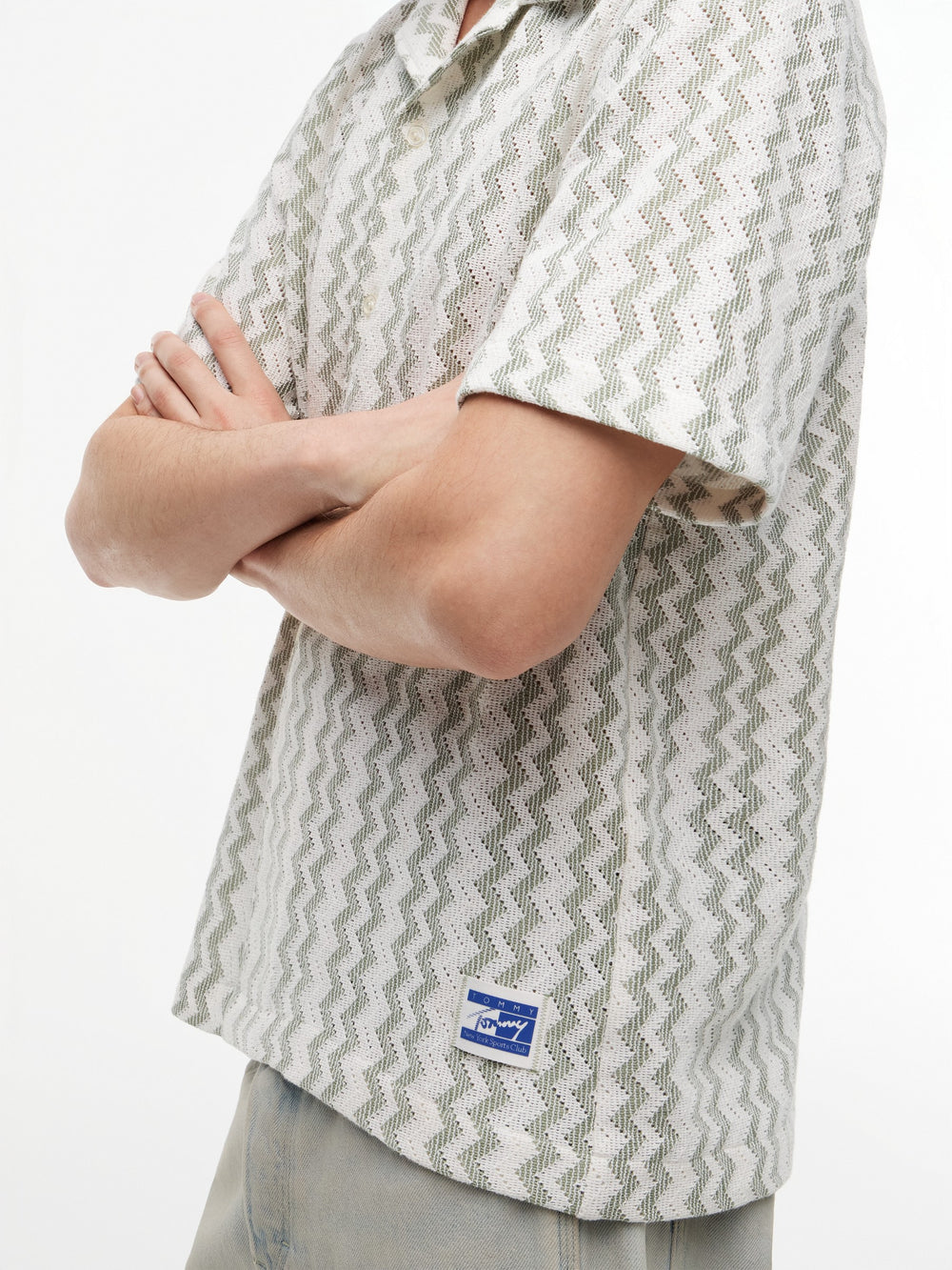 Regular Fit Stripe Crochet Shirt