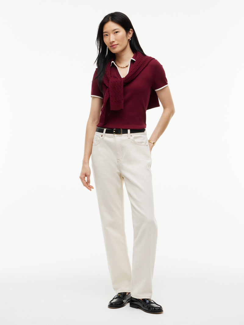 Solid Slim Fit Half Sleeve Ribbed Polo