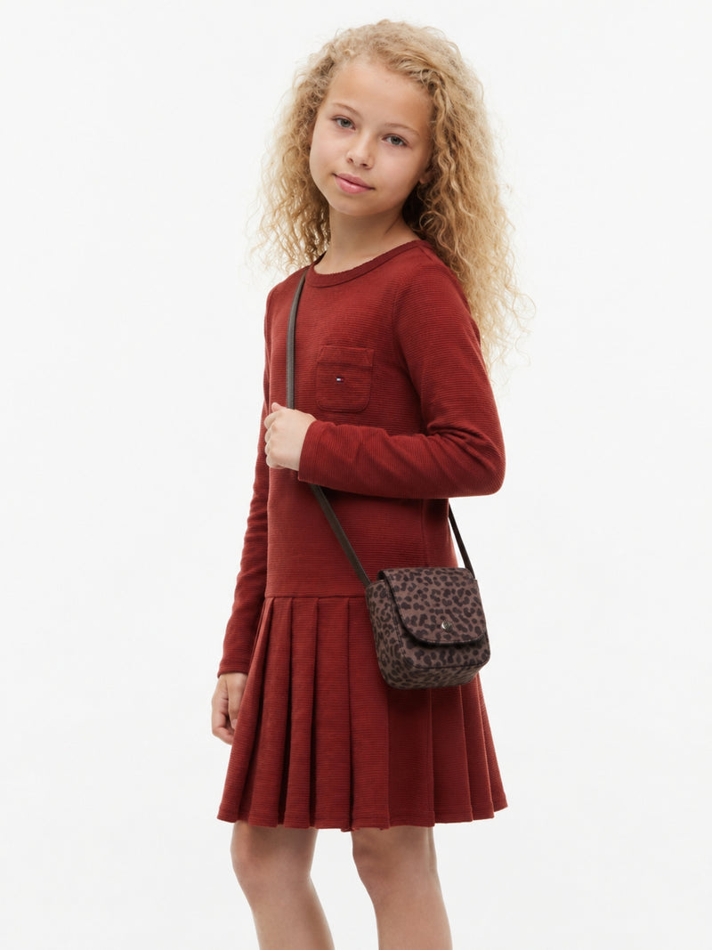 Kids Long-Sleeve Solid Knit Skater Dress