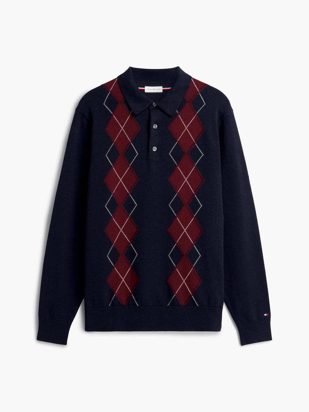 Argyle Button Placket Sweater