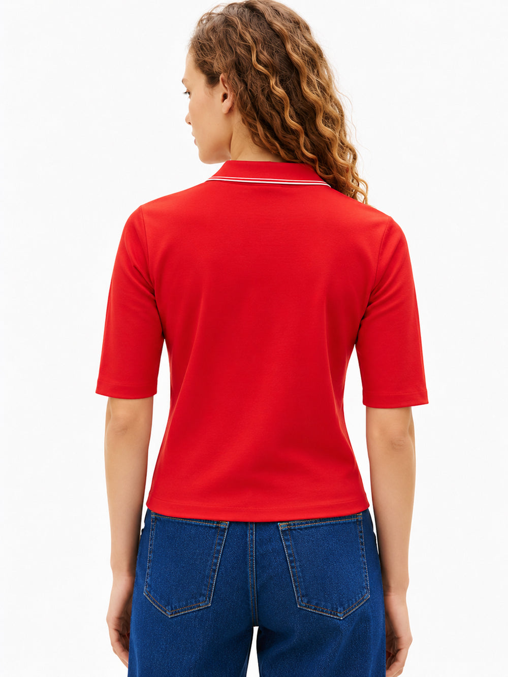 Solid Slim Fit Half Sleeve Lyocell Pique Polo