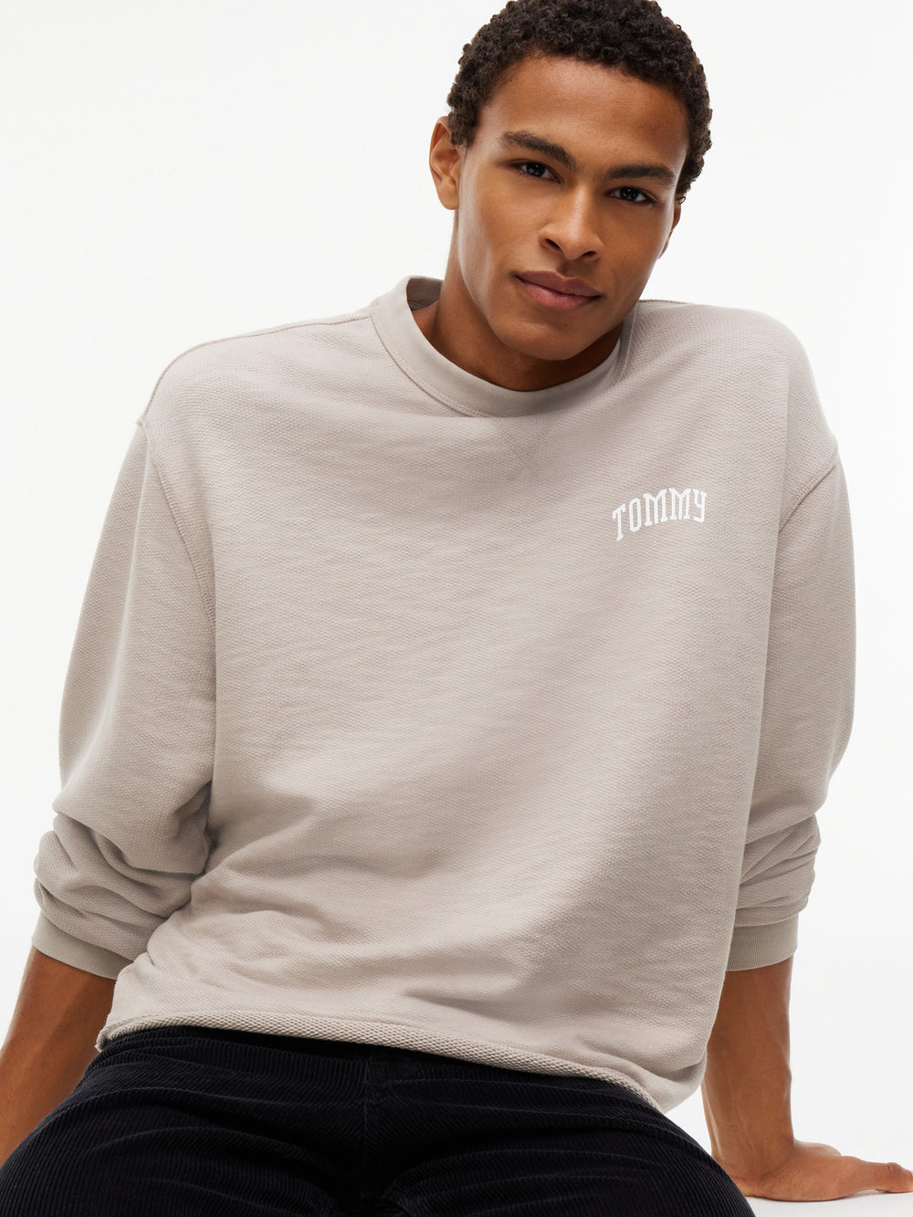 Relaxed Fit Terry Crew Neck Sweatshirt