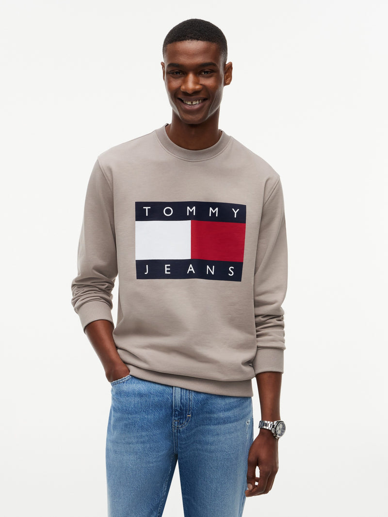 Regular Fit Diagonal Terry Crew Neck Sweatshirt