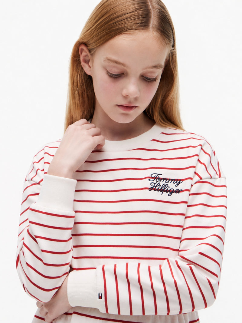 Kids Long-Sleeve Stripe Sweatshirt Dress