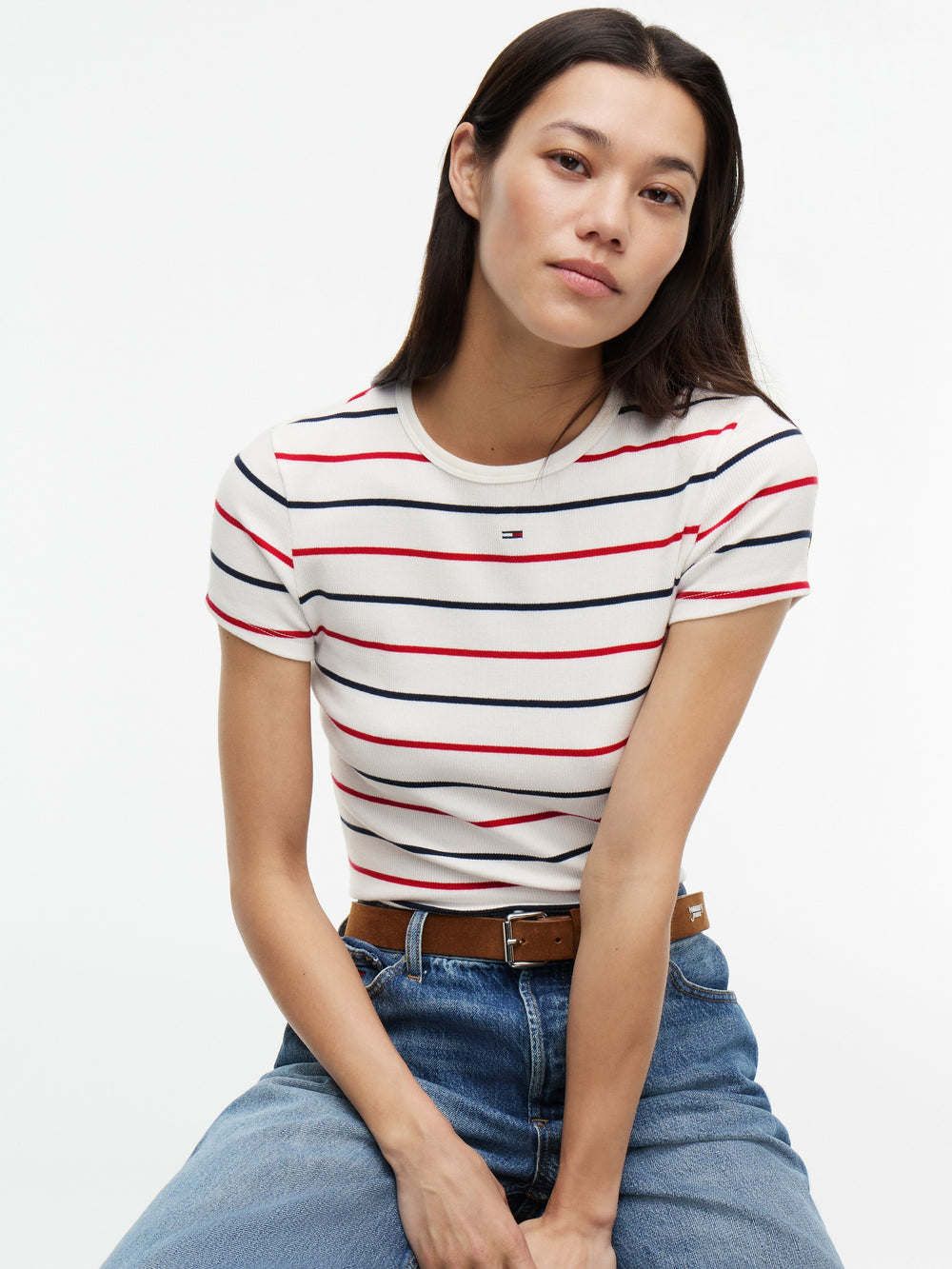 Stripe Slim Fit Half Sleeve Ribbed T-Shirt