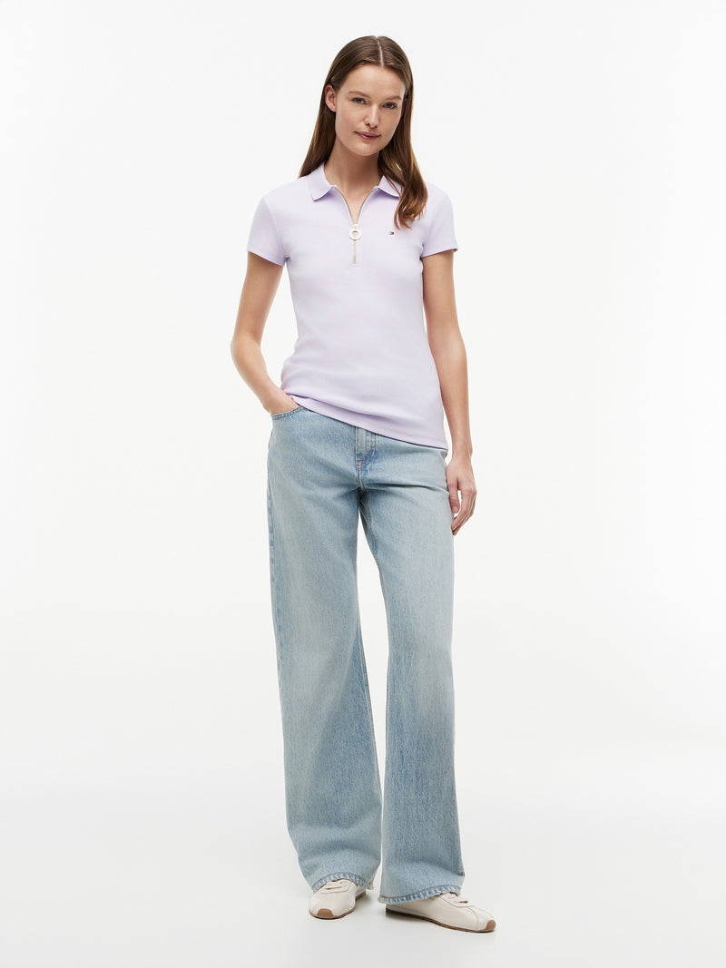 Solid Slim Fit Half Sleeve Ribbed Polo
