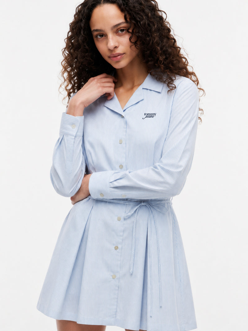 Half Sleeve Solid Cotton Blend Shirt Dress