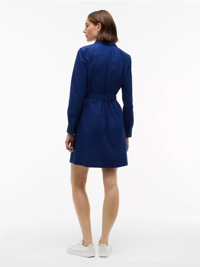 Full Sleeve Solid Cotton Blend Shirt Dress
