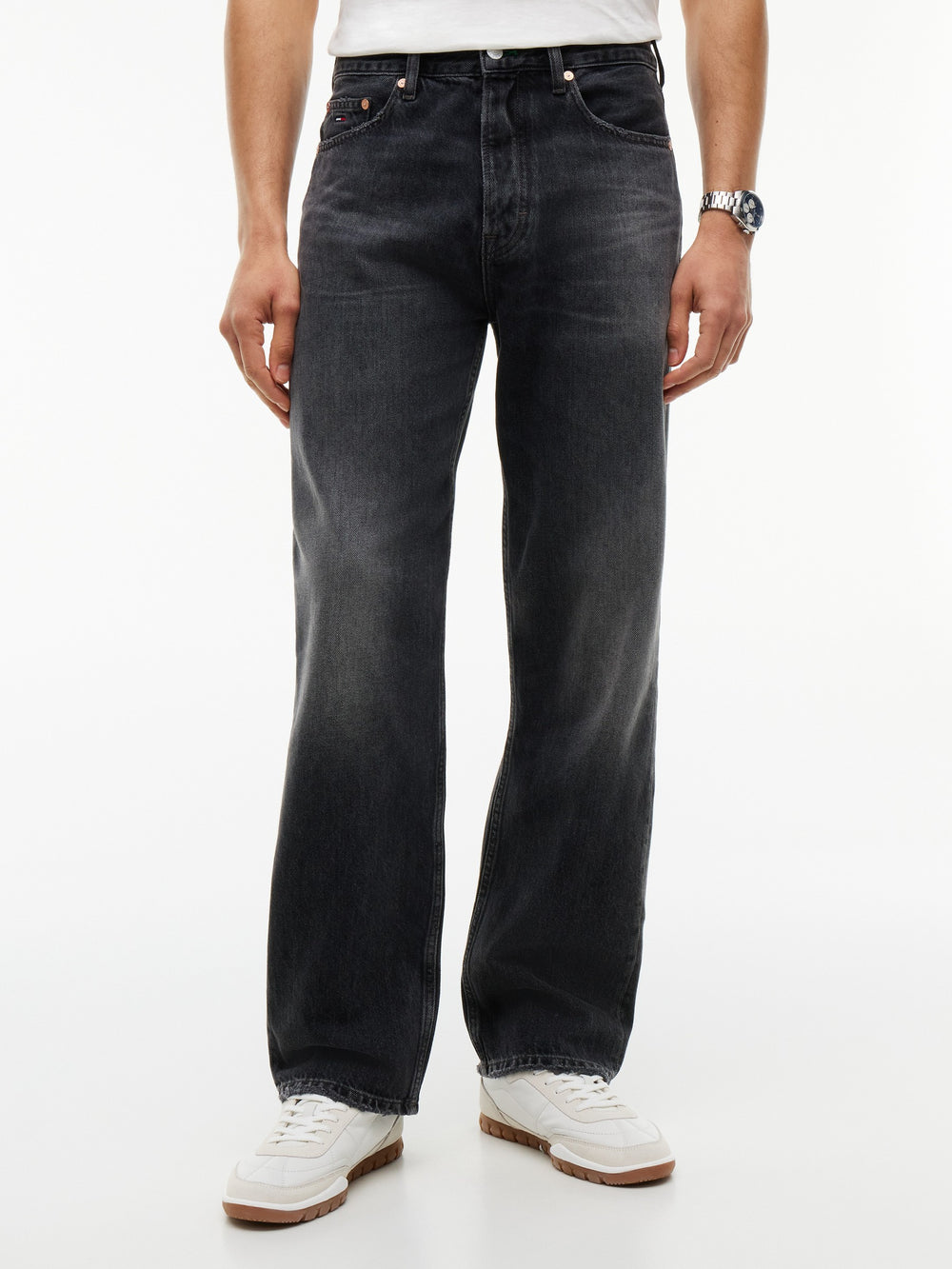 Men Otis Regular Straight Washed Black Jeans