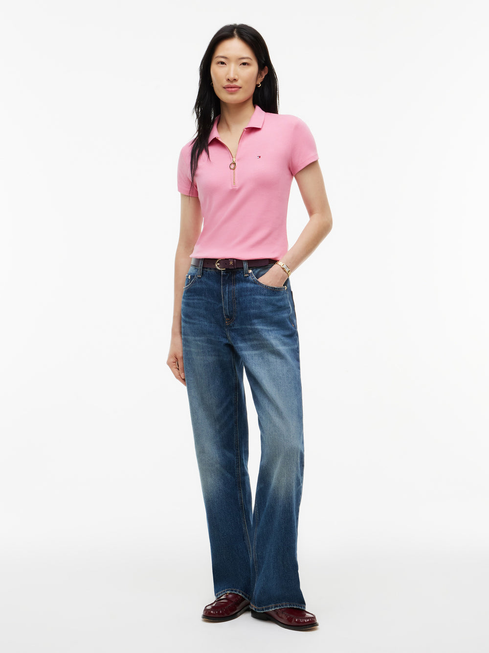 Solid Slim Fit Half Sleeve Ribbed Polo