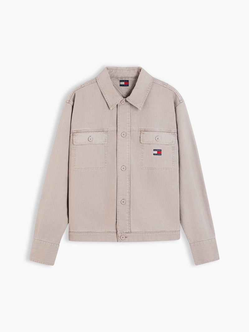 Oversized Fit Solid Overshirt Shirt