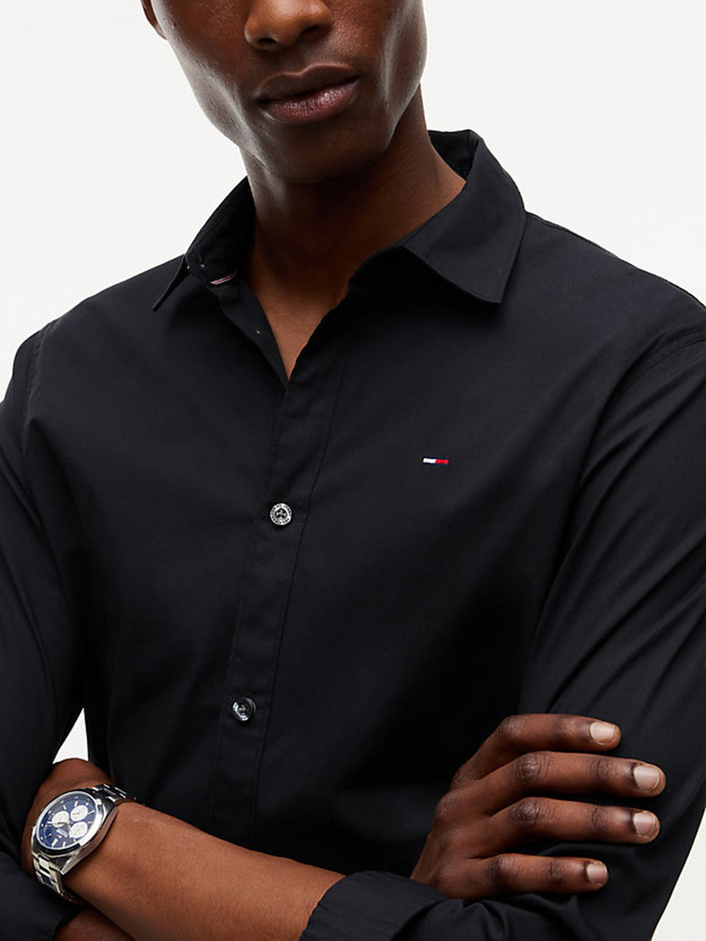 Slim Fit Solid Stretch Poplin Shirt