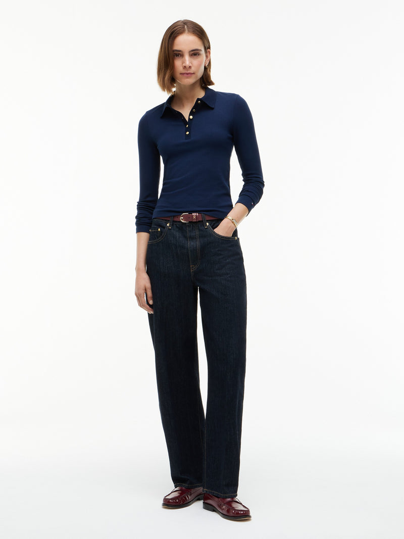 Solid Slim Fit Full Sleeve Ribbed Polo