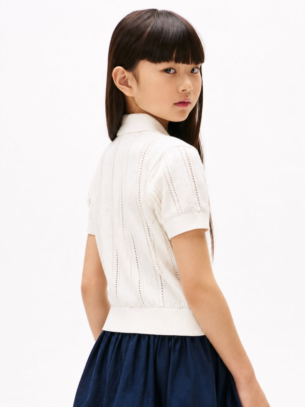 Kids Pointelle Polo Sweater