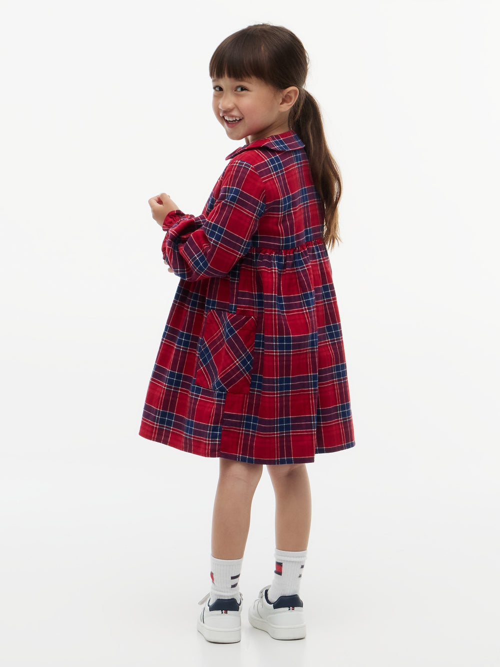 Kids Long-Sleeve Check Shirt Dress