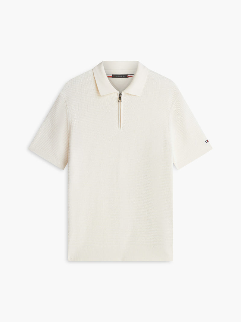 Regular Fit Flat Knit Zipper Polo