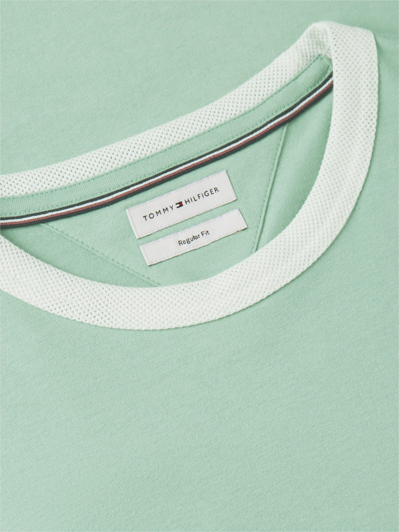 Regular Fit Mesh Neck Tshirt