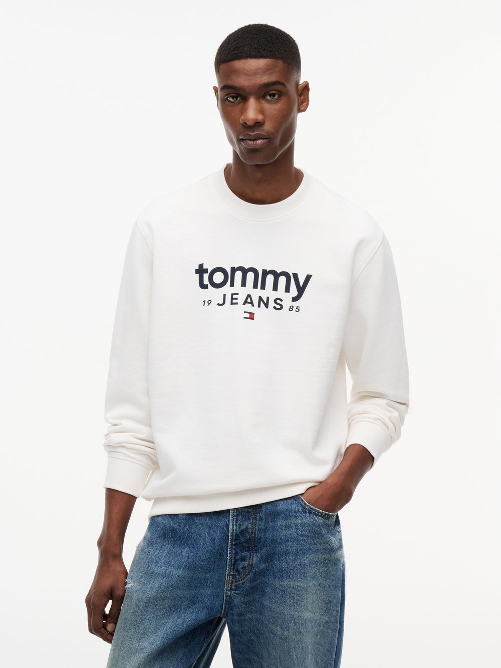 Regular Fit Suede Terry Crew Neck Sweatshirt