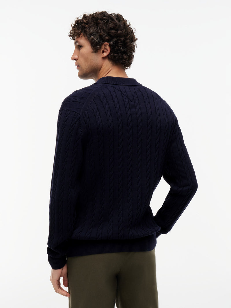 Cable Knit Button Placket Sweater