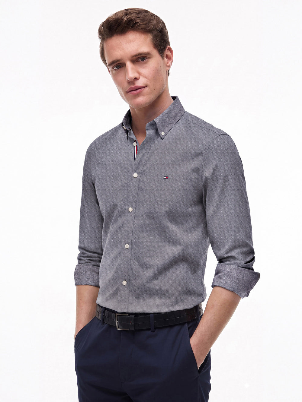 Slim Fit Print Poplin Shirt