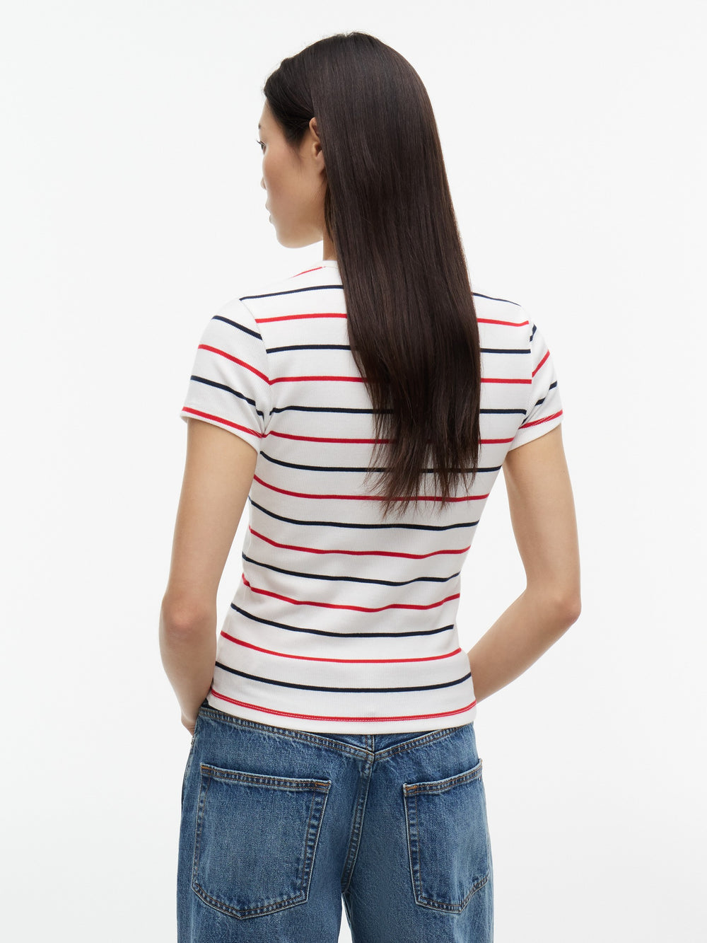Stripe Slim Fit Half Sleeve Ribbed T-Shirt
