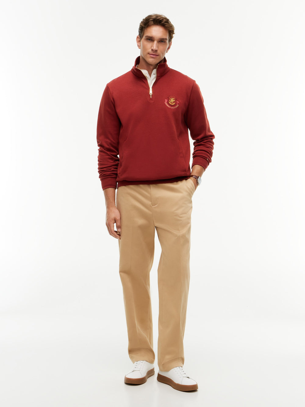 Regular Fit Quarter Zip Interlock Sweatshirt