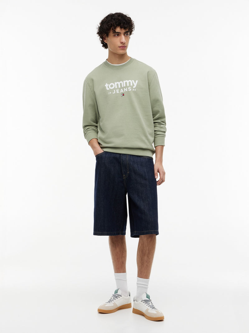 Regular Fit Suede Terry Crew Neck Sweatshirt