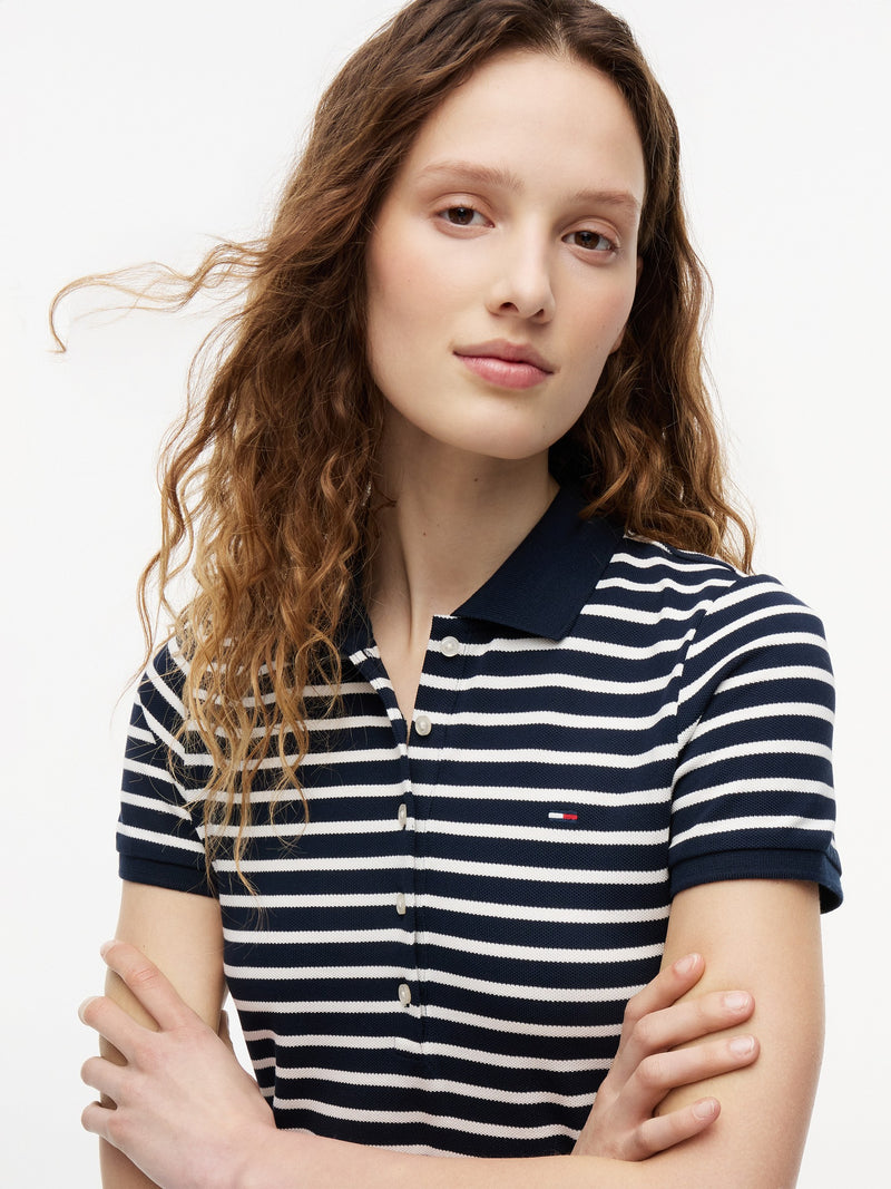 Half Sleeve Stripe Pique F-and-F Polo Dress