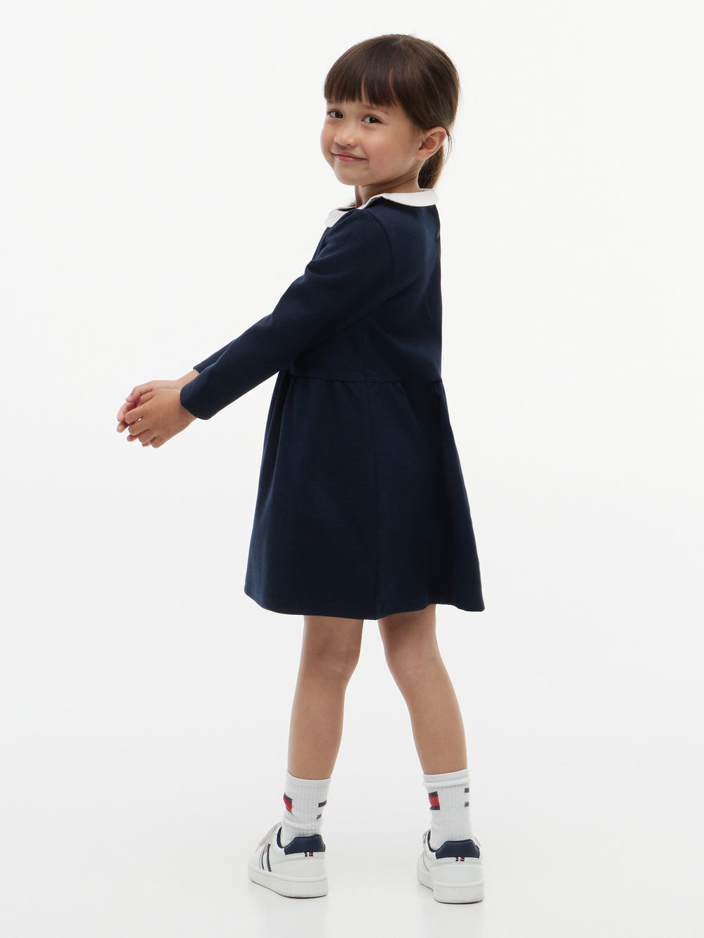 Kids Long-Sleeve Color Block Knit Skater Dress