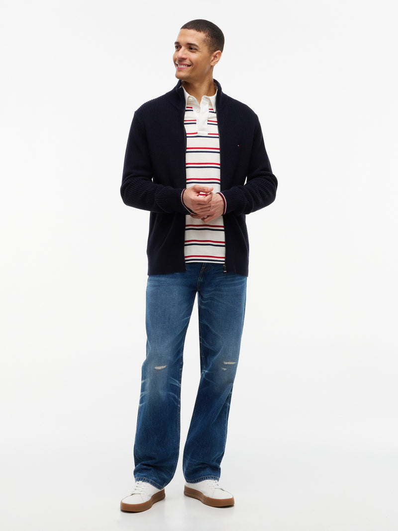 Zip Thru Cable Knit Sweater