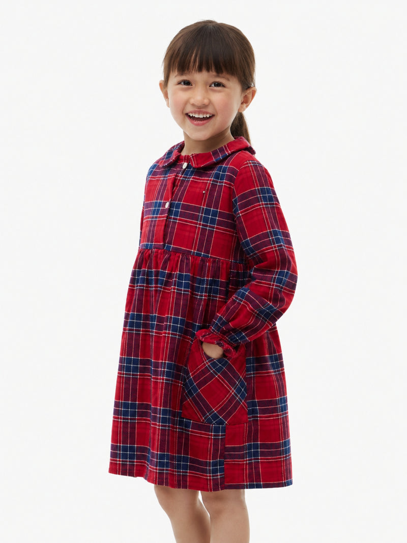 Kids Long-Sleeve Check Shirt Dress