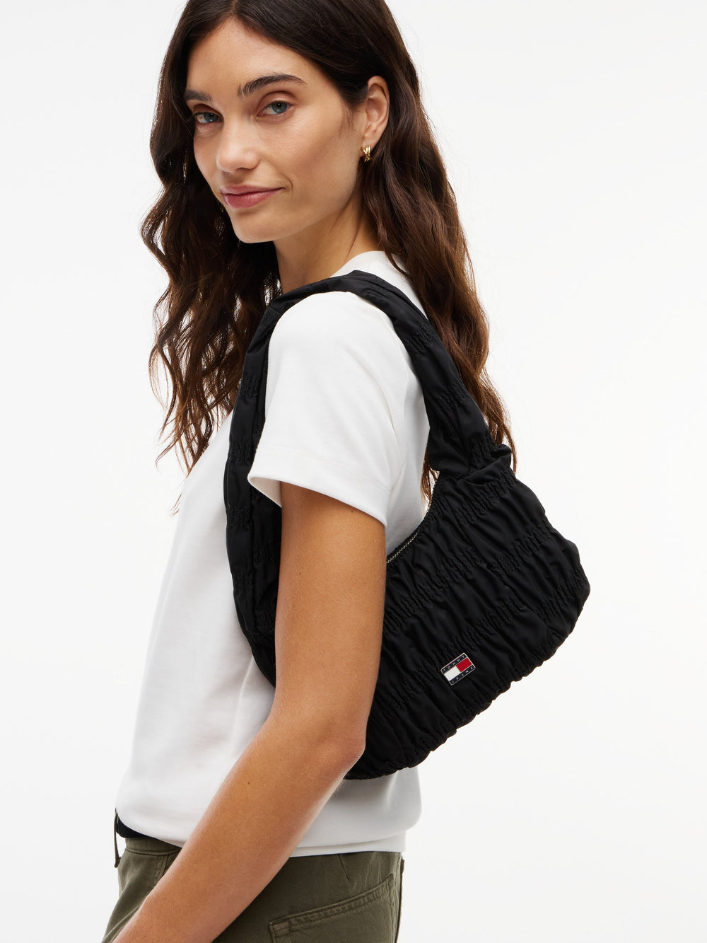 Solid Polyester Shoulder Bag