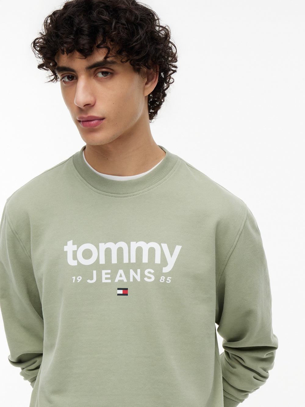 Regular Fit Suede Terry Crew Neck Sweatshirt