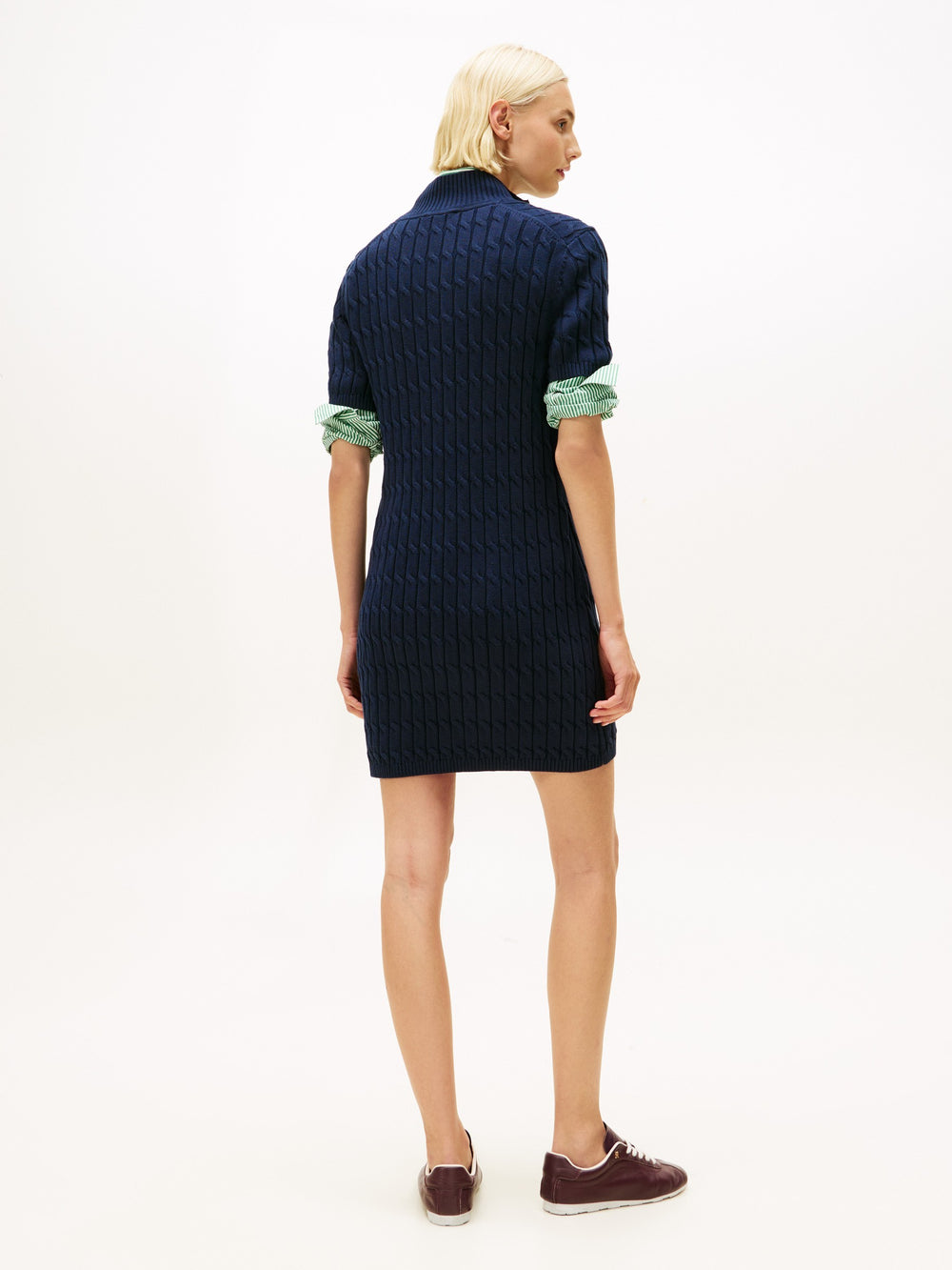 Half Sleeve Solid Cotton Shift Dress