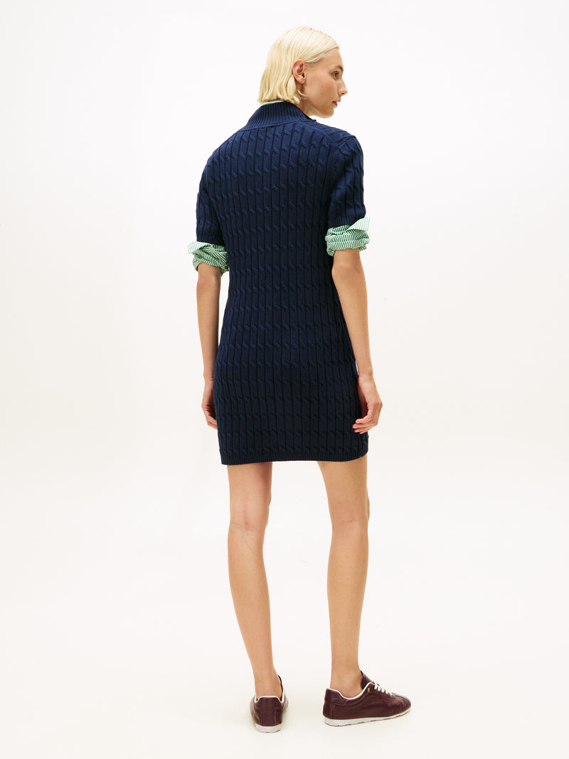Half Sleeve Solid Cotton Shift Dress