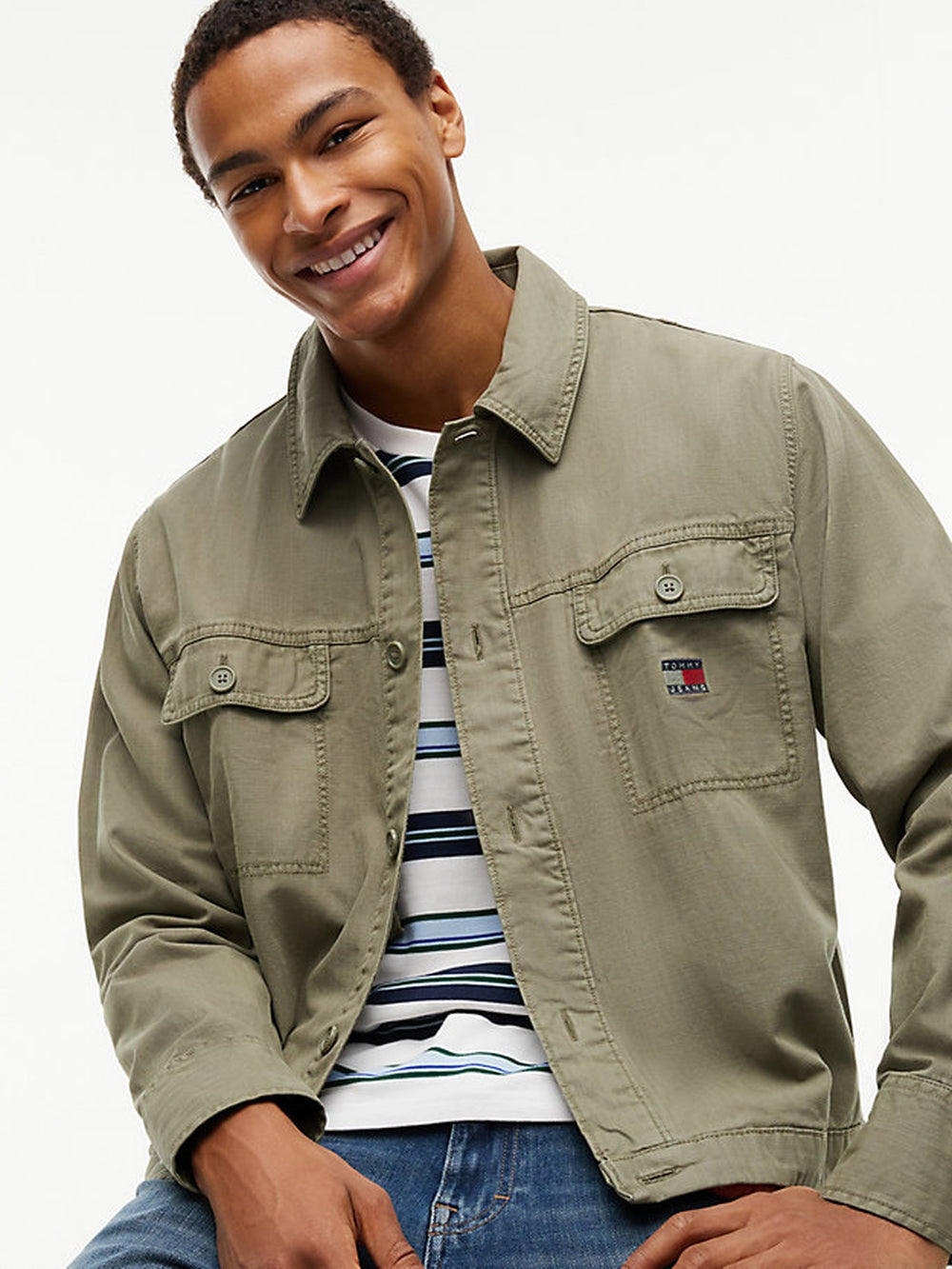 Oversized Fit Solid Overshirt Shirt