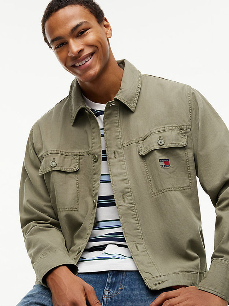 Oversized Fit Solid Overshirt Shirt