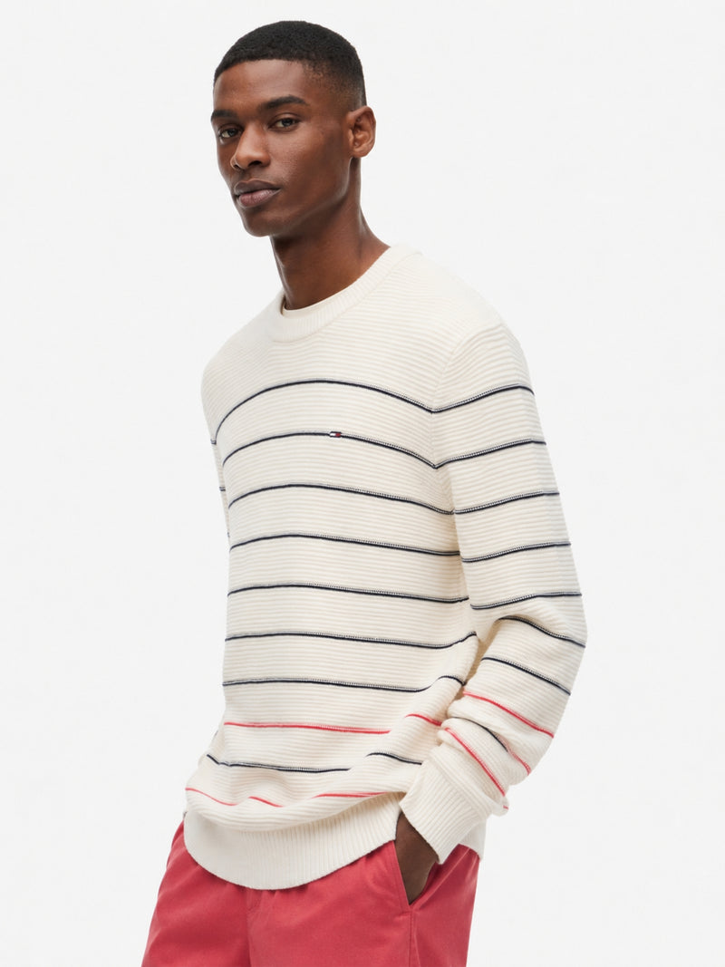 Slim Fit Stripe Loose Knit Pullover